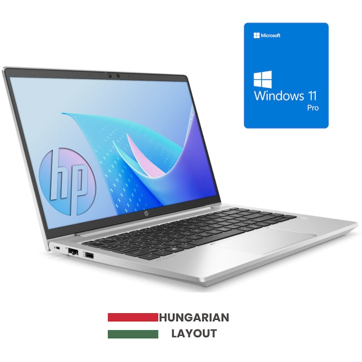 Laptop HP ProBook 445, AMD Ryzen 3 5400U, 12GB Memory, 2000GB SSD, 14" HD, Silver, Hungarian Layout, Windows 11 Pro