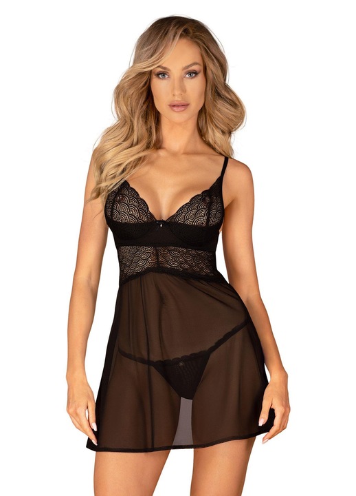 Szexi fehérnemű szett, Luka, Fekete, Poliamid/Elasztán, Női