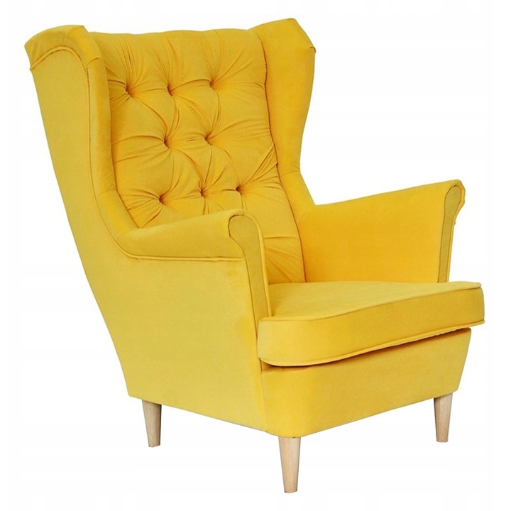 Fotoliu Gaja, galben, dimensiuni 104x84x92cm,