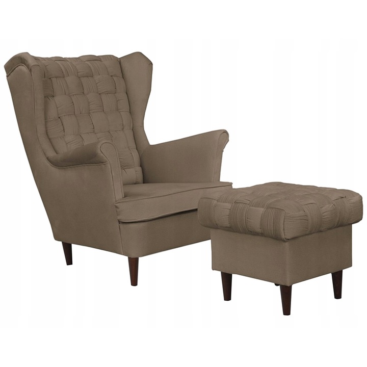 Fotel Uszak Carol cu puf, culoare bronz, dimensiuni 104x84x92cm