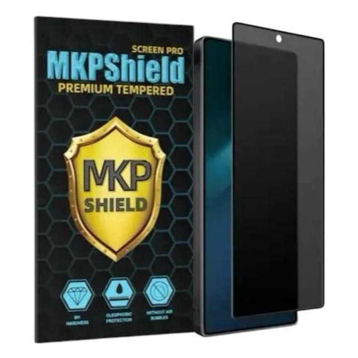 Folie Protectie Privacy Sticla securizata Mkpshield, compatibila Samsung Galaxy S26 Plus Full Glue, Ultra HD, Margini Negre