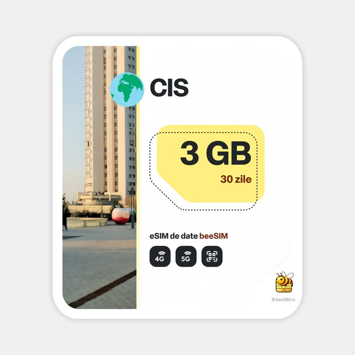 Cartela eSIM Internet, beeSIM, CIS, 3GB, 30 zile