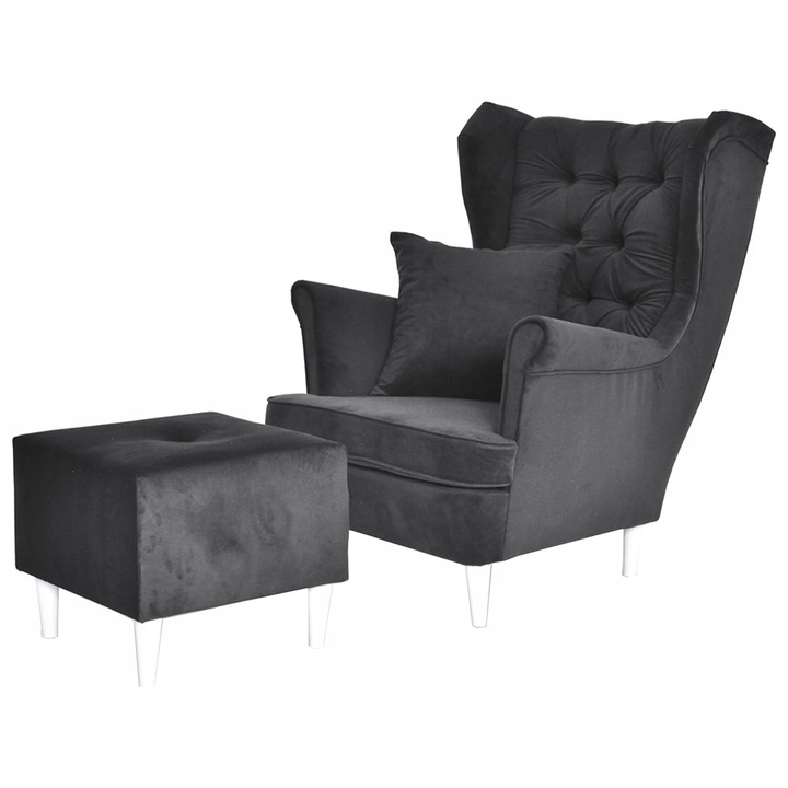 Fotoliu Gaja cu Puf, gri, 104x84x92cm