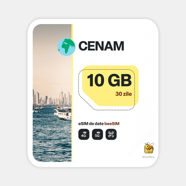 Cartela eSIM Internet, beeSIM, CENAM, 10GB, 30 zile