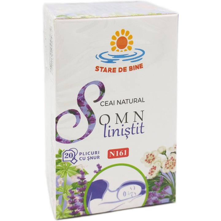 Натурален чай Спокоен сън, при стрес, тревожност и безсъние, "Добре съм", 20 пакетчета, Laboratoarele Fares