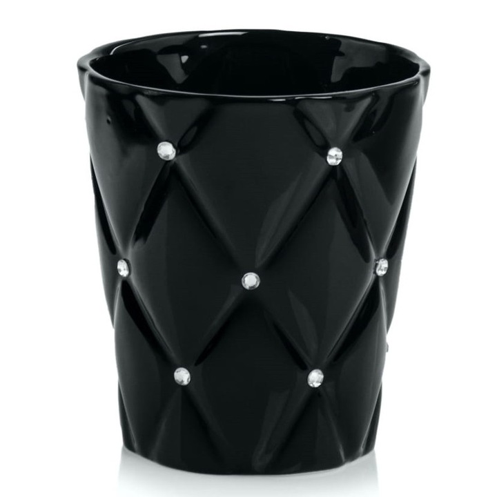 Ghiveci ceramica negru, Luka, 15x13,5cm