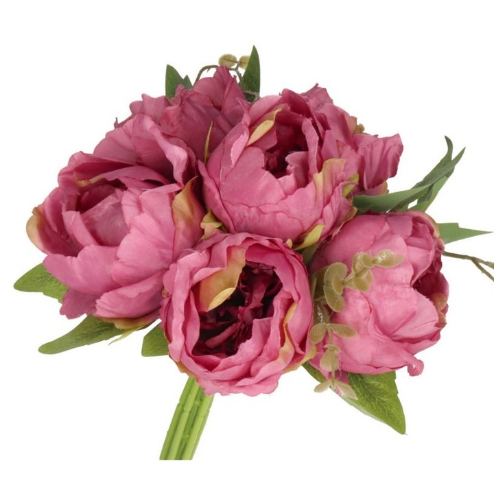 Rózsaszín virágcsokor, Luka, 7 virág, 28cm