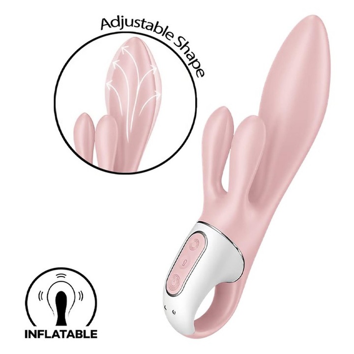 Вибратор Luka Air Pump Bunny 3, розов, 2 мотора, регулируем диаметър
