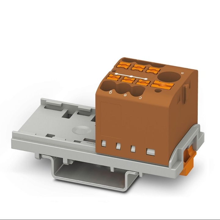 Bloc de distributie PTFIX 6/6X2,5-NS35, 7 terminale, conexiune Push-in, 24 A, 690 V, 28.6x58.1x32.4mm, culoare brazowy