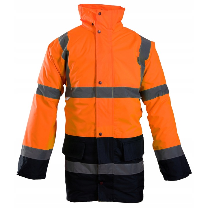 Jacheta reflectorizanta Benefit, model PARKA HI-VI, impermeabila, captusita, poliester, S