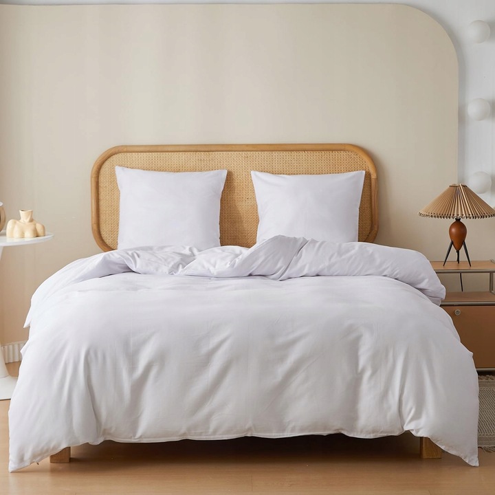 Ágyneműhuzat, 200x220cm, 3 részes, 100% pamut, fehér