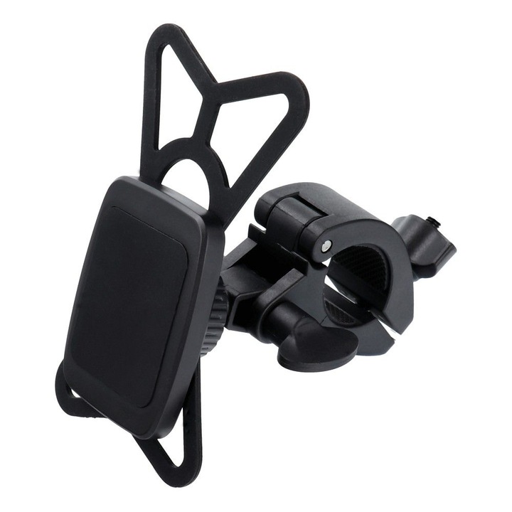 Suport telefon M4S-MB3 - Suport magnetic universal pentru telefon, montabil pe ghidon de bicicletă, negru