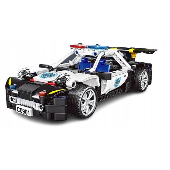 Set de constructie masina de politie, WOMA, 1872 elemente, 11x35,5x19cm