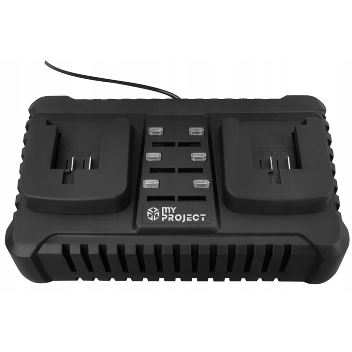Incarcator dublu pentru acumulatori 20V, MyProject, 2-4 Ah, cu indicatori LED, 1,8m
