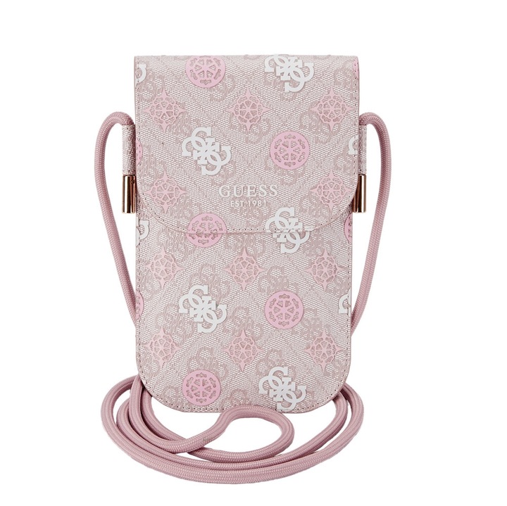 Чанта за телефон GUESS от екокожа, розова