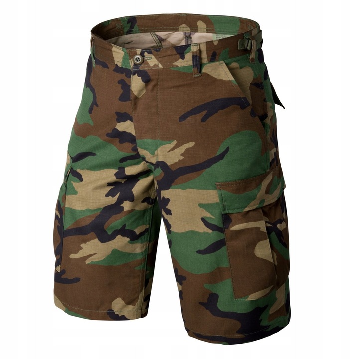 Pantaloni scurti BDU Helikon, Rip-Stop, 6 buzunare, U.S. Woodland, bumbac/poliester, L INTL