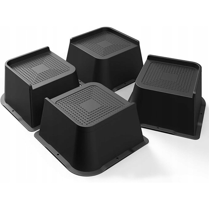 Set 6 suporturi pentru ridicarea mobilierului, 7cm, antiderapante, negru