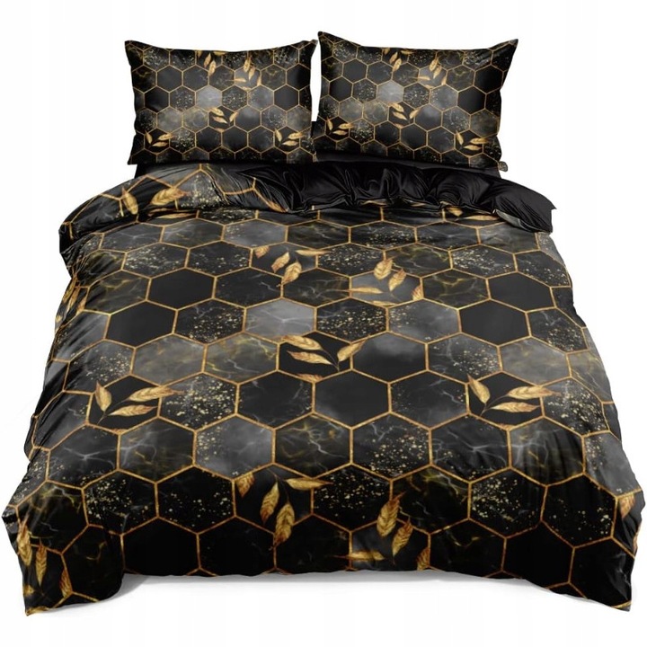 Ágyneműhuzat garnitúra, geometrikus, fekete és szürke, 135x200cm