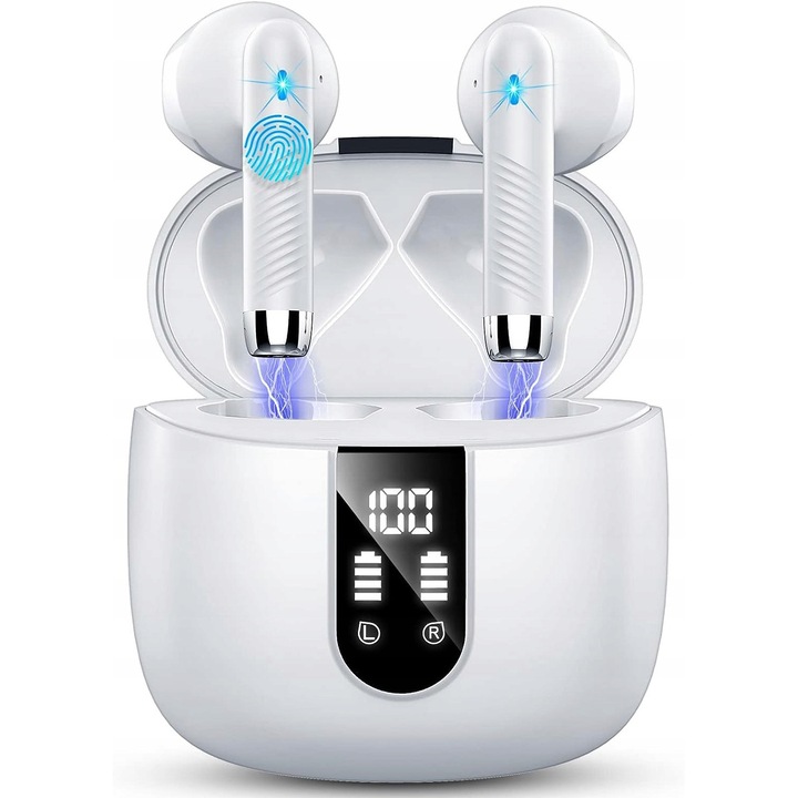 Wasart J55 vezeték nélküli fejhallgató, Bluetooth 5.3, sztereó hangzás, fehér, 3g