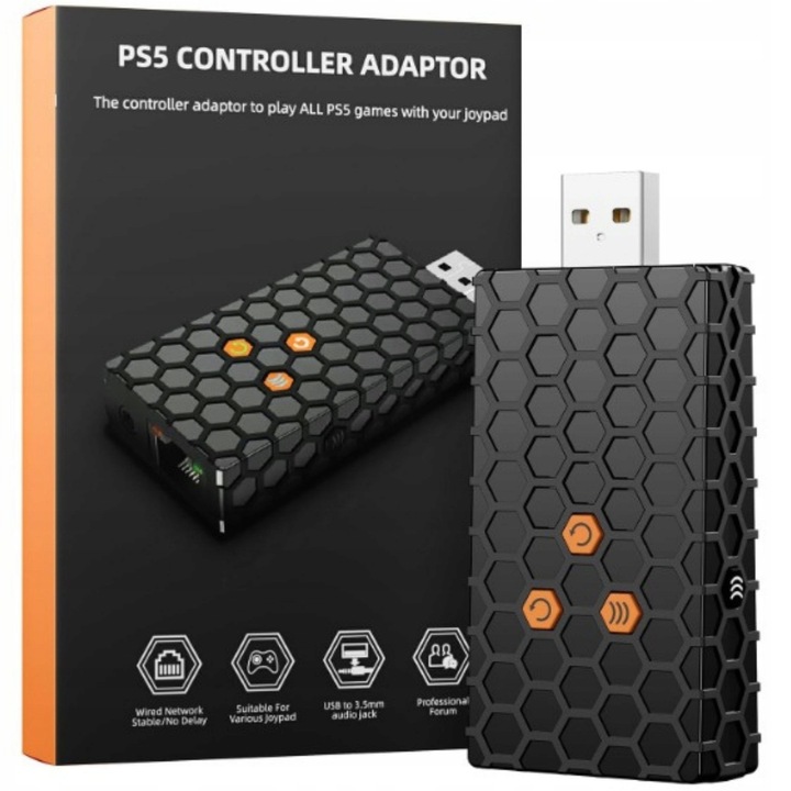 Adapter wireless pentru controlere Xbox Series X/S/One, PS4, cu 10 functii macro, conectare prin cablu, PS5
