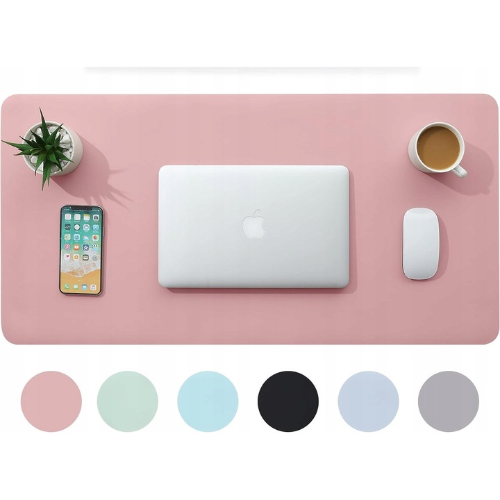 Egérpad, 80x40cm, rózsaszín, PU bőr, vízálló, többfunkciós