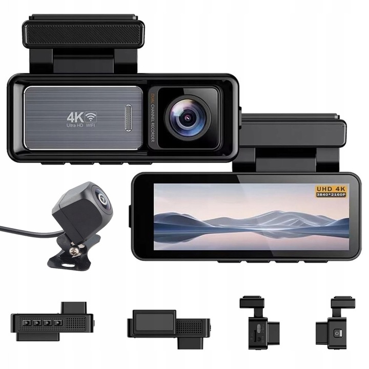 Camera auto DVR, 4K + 1080P, WiFi, obiectiv 170°