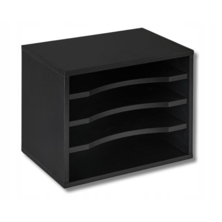 Органайзер за документи А4, 4 нива, черен, за офис