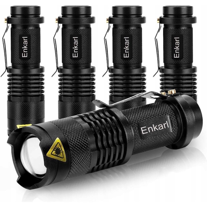 Mini lanterna LED 350 Lumen, set 5 bucati, 3 moduri, compacta, rezistenta la apa