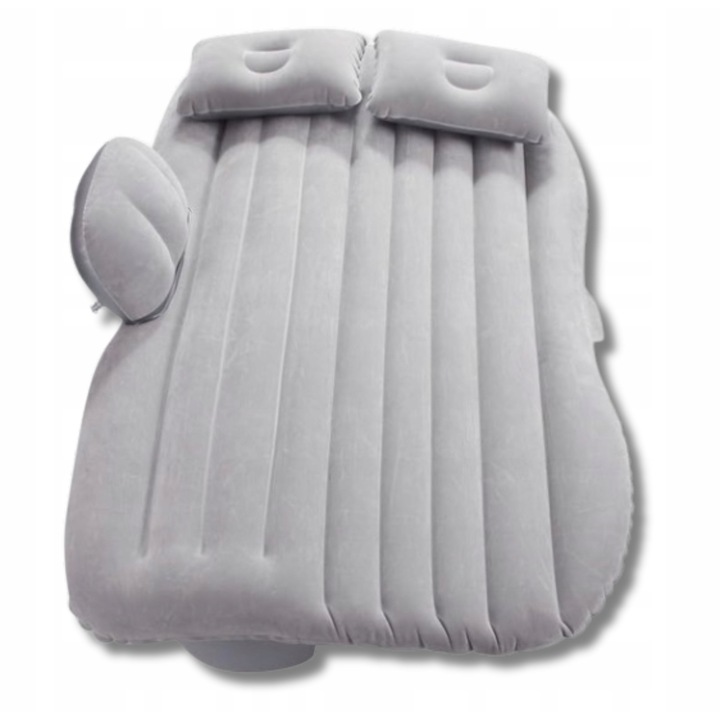 Saltea camping Vinteks, nadmacita, 135x82x40 cm, gri, cu pompa electrica, set complet