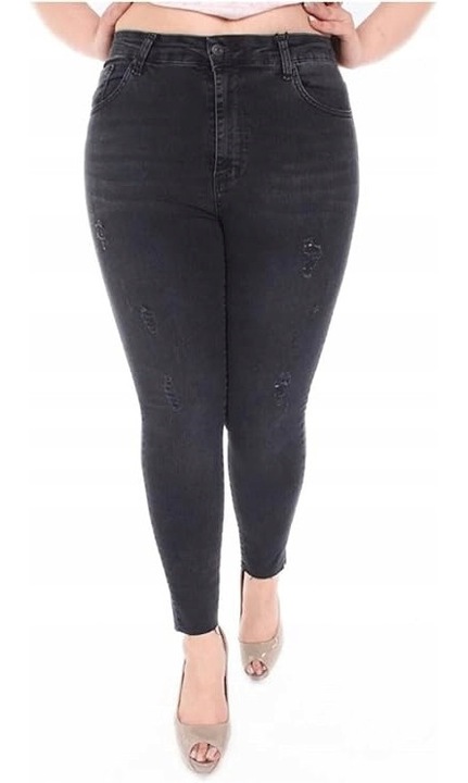 Blugi dama, talie inalta, negri, elastici, lungime glezna