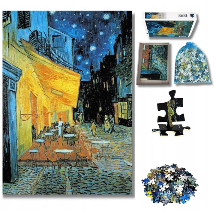 Puzzle Taras Kawiarniany Noca, Vincent Van Gogh, 1000 elemente, 70x50cm, multicolor