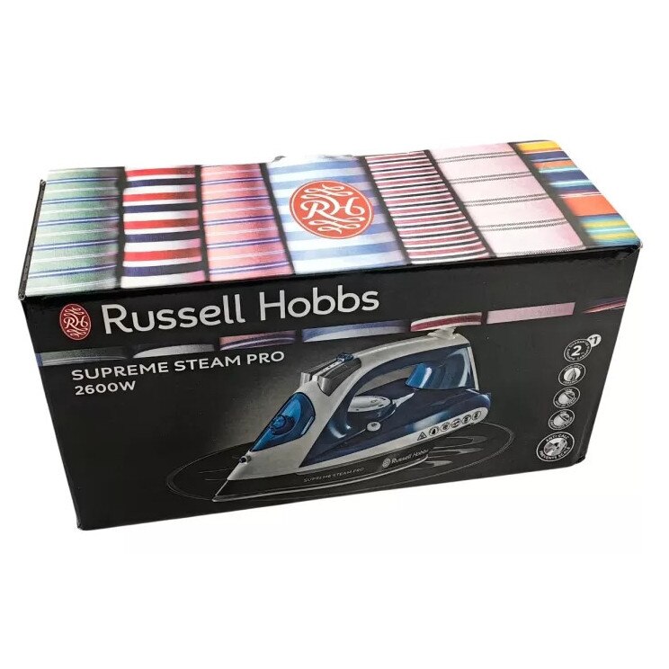 Fier de calcat cu abur Russell Hobbs Supreme Steam Pro, 2600W, 145g abur, ceramica, 2m cablu