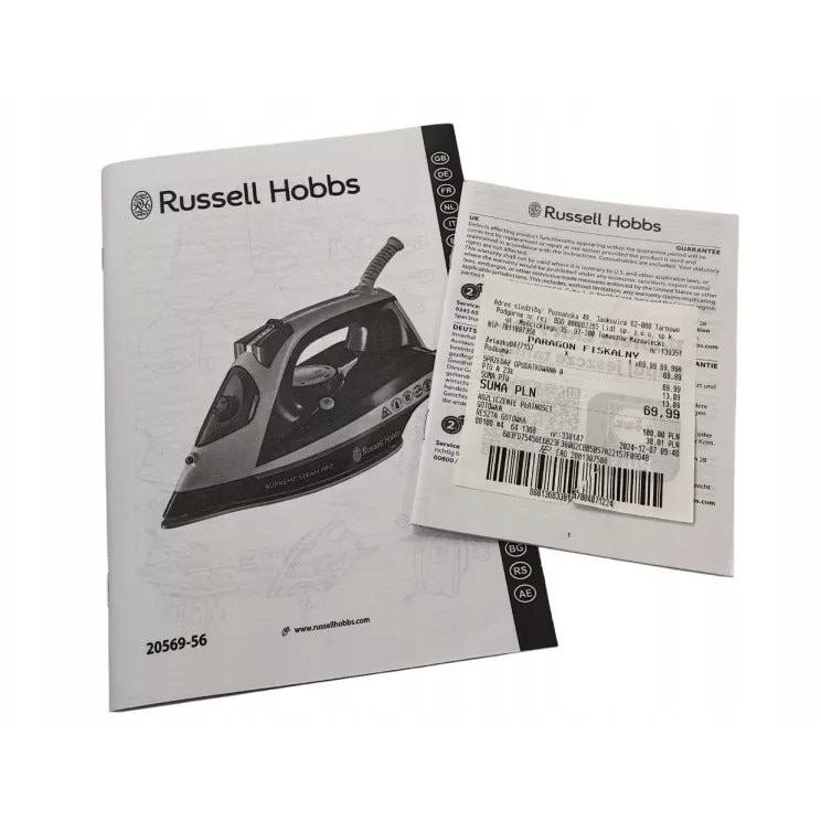 Fier de calcat cu abur Russell Hobbs Supreme Steam Pro, 2600W, 145g abur, ceramica, 2m cablu