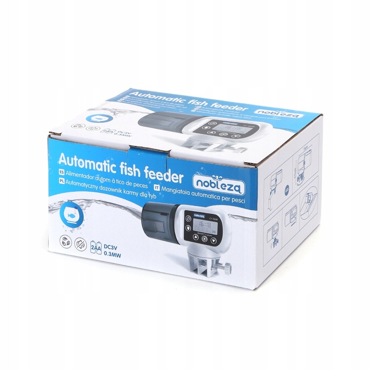 Hranitoare automata pentru pesti, alb/negru, 200ml, 15x11cm