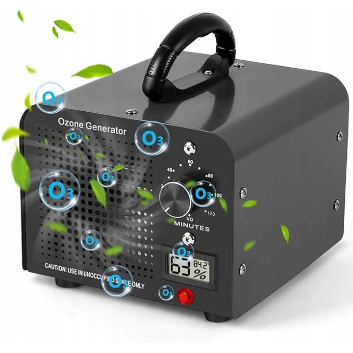 Generator de Ozon 60 000 mg/h, dezinfectie eficienta, pana la 3200 m, cu display temperatura si umiditate,