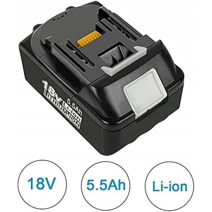 Acumulator Li-Ion 18V 5,5Ah Vanon pentru scule electrice, compatibil cu Makita, cu indicator LED