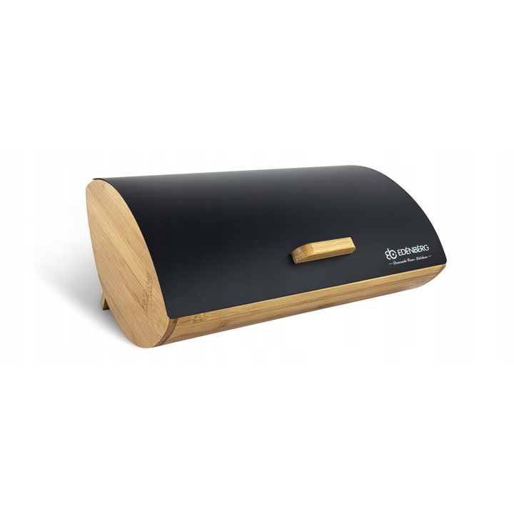 Edenberg bambusz kenyértartó, acél fedővel, natúr, 35x25x15,5cm