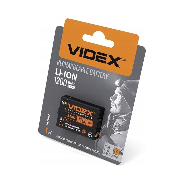 Set 2 acumulatori 1200mAh pentru lanterne frontale, VIDEX, VLF-B12, 1.2V