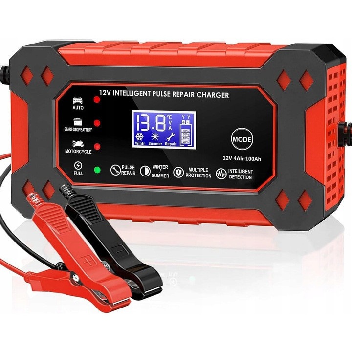 Incarcator auto 6A JINNUOYI, 12V, cu ecran LCD, protectie multipla, pentru acumulatori 4Ah-100Ah