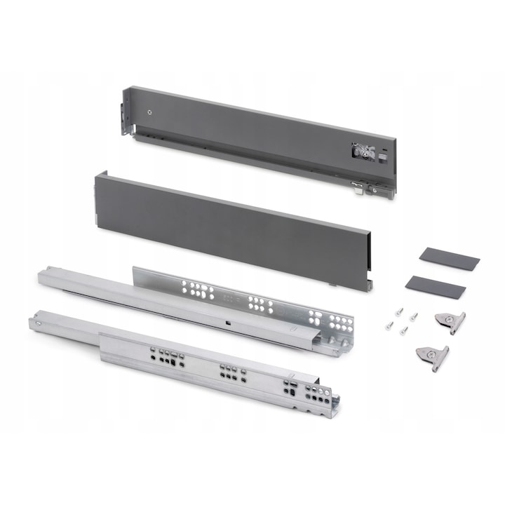 Set sina pentru sertar exterior cu reglaj 3D, 93mm, 400mm, 40kg, gri antracit