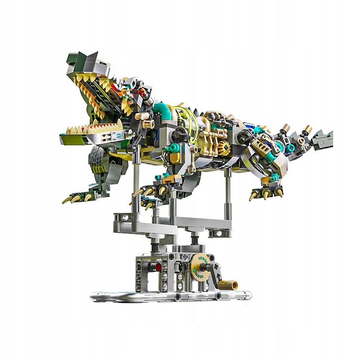 Set de constructie Krokodyl mecanic, 36x16x18cm, iluminare LED, elemente mobile