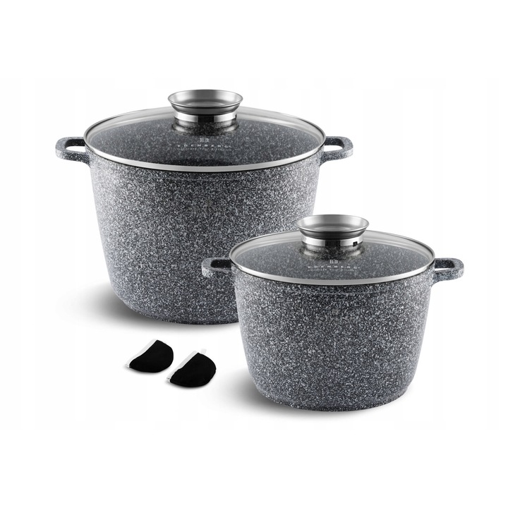 EDENBERG 10 részes gránit edénykészlet, 6.2L és 10L, üvegfedővel, 24cm és 28cm