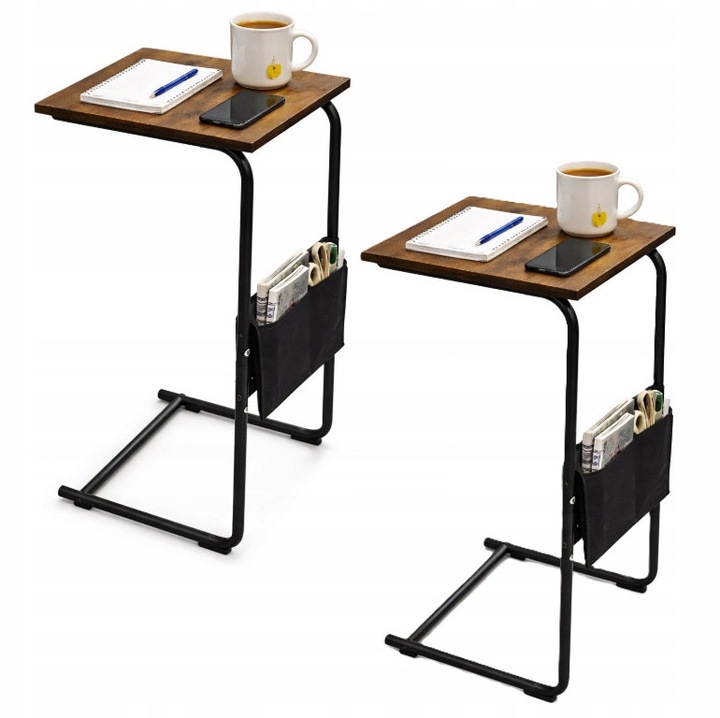 Set 2 mese auxiliare cu organizer, 40x30x70 cm, stil loft