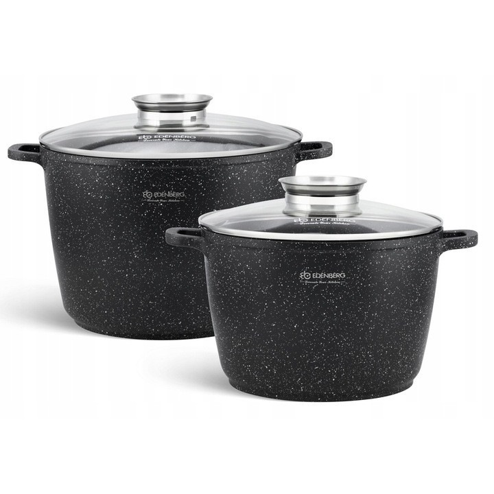 Set oale marmure 10L si 6,2L, capac din sticla, inductie, gaz, 24x28cm