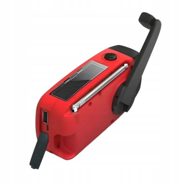 Radio de urgenta 3 in 1 cu powerbank si lanterna, rosu, 13x6x4,5cm