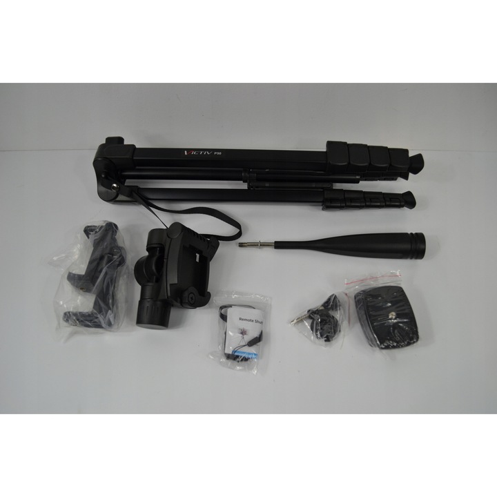 Stativ Victiv 172cm, aluminiu, 3 directii, negru, set cu accesorii