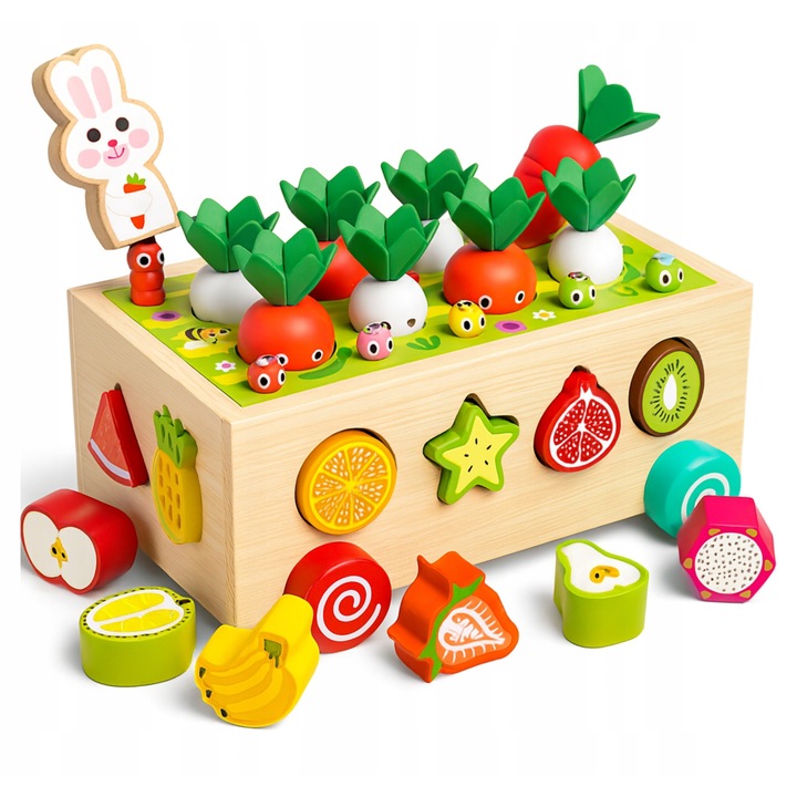 Дървен сортер Farma, образователен, 21,5x16,2x9см, цветен