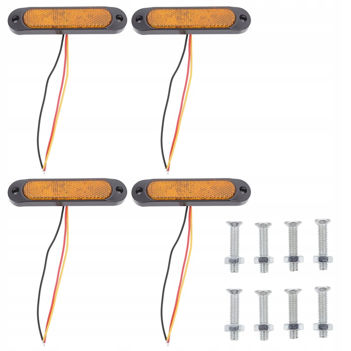 Set becuri de semnalizare auto, galbene, 13x2,8x1,37cm, 4 bucati