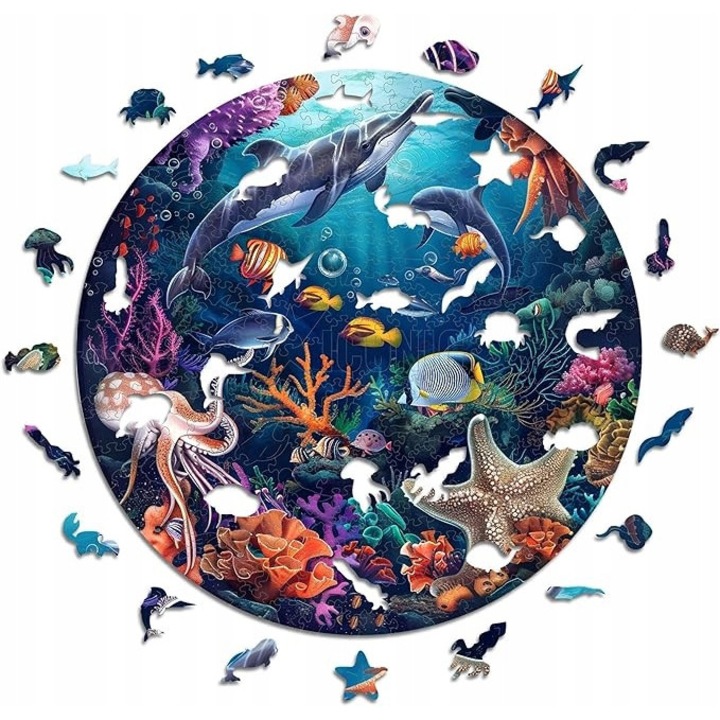 Fajáték puzzle, tengeri állatok, 600 darab, 50x50cm