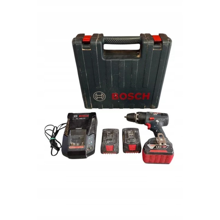 Masina de gaurit si insurubat Bosch GSR 18 V-LI, 2 baterii, 1,6 kg, 185x227mm